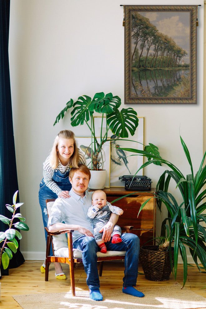 Canal in Flanders Mill Belgian Wall Tapestry