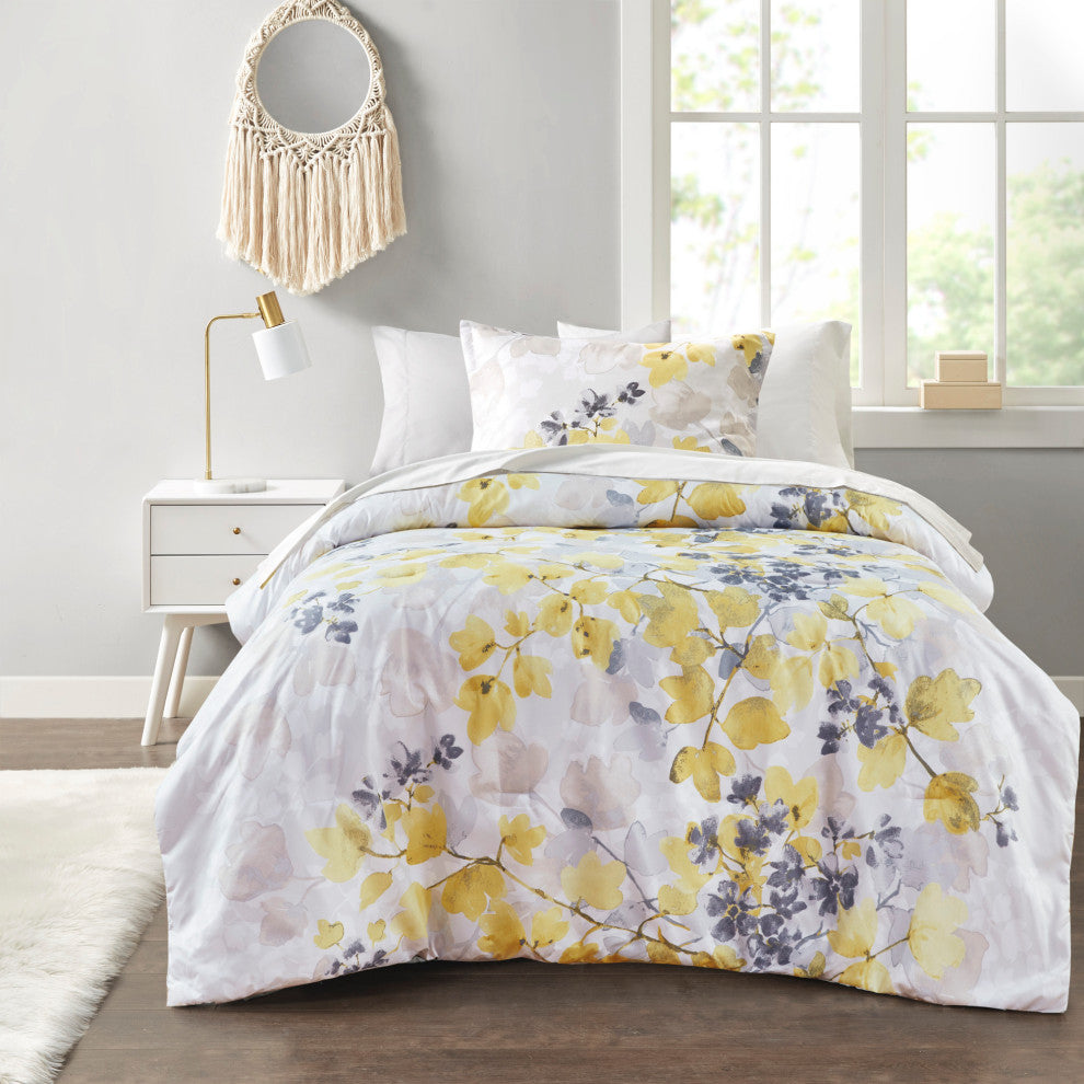 Madison Park Essentials Alexis Comforter Set With Bed Sheets, Yellow