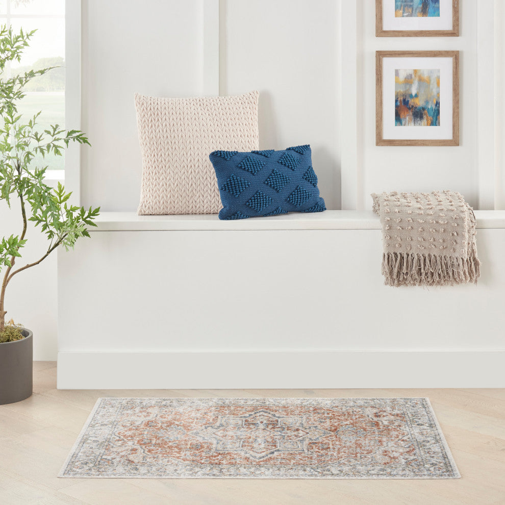 Nourison Astra Machine Washable 2' x 4' Gold Multicolor   Area Rug