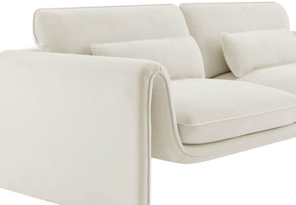 Sloan Cream Velvet Fabric Loveseat