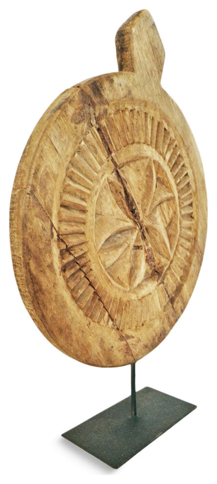 Consigned Vintage Wood Medallion on Stand 7