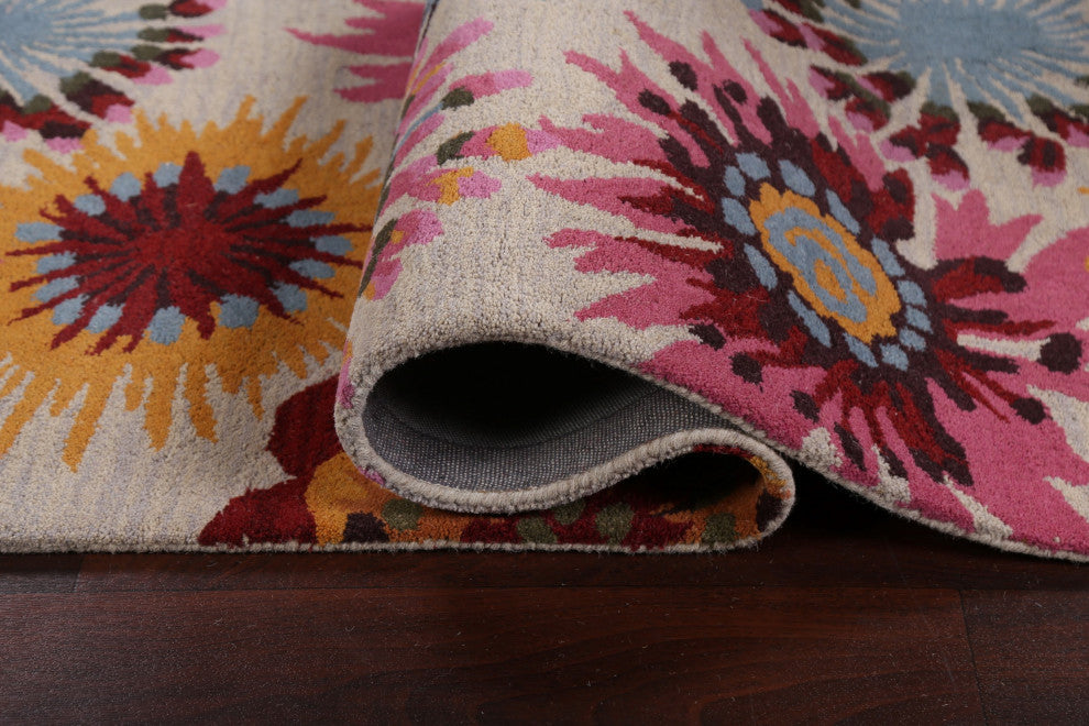 Floral Contemporary Oriental Runner Rug Hand-tufted Wool Carpet 3x10
