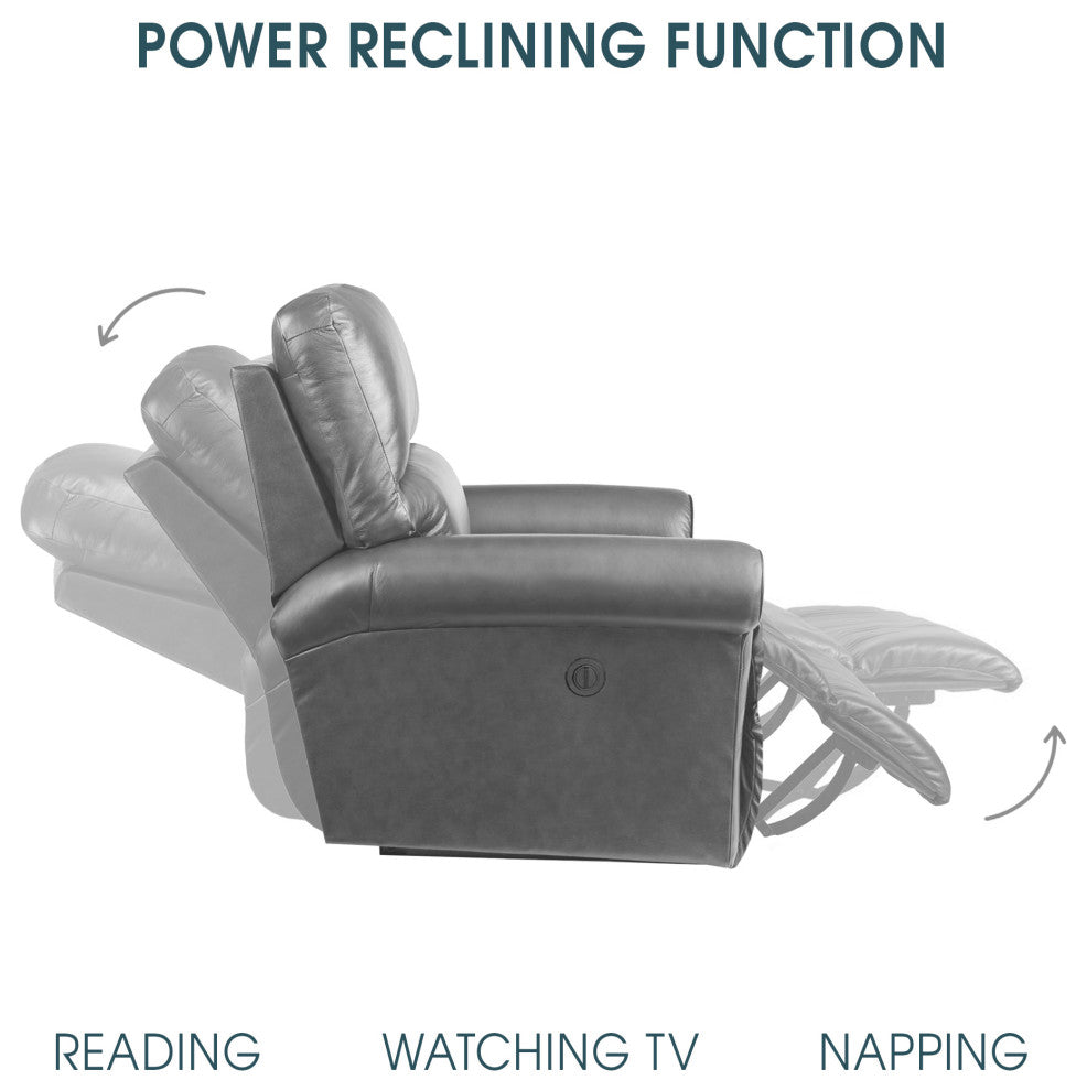 Estelle Power Reclining Sofa, Gunmetal Fabric