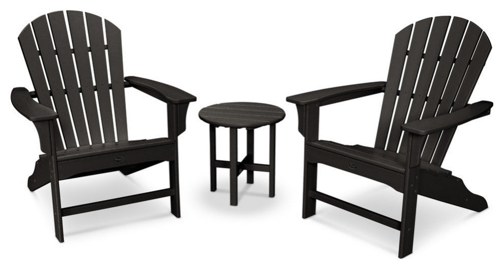 Yacht Club Shellback 3-Piece Adirondack Set, Charcoal Black
