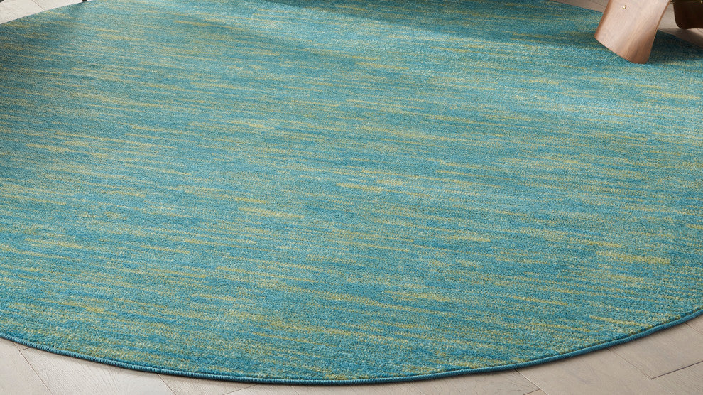 Nourison Essentials 8' x Round Blue Green Outdoor Area Rug
