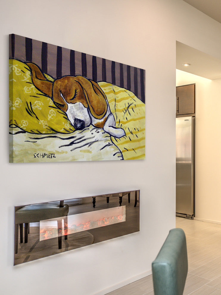"Beagle Sleeping" Painting Print on Wrapped Canvas, 36"x24"