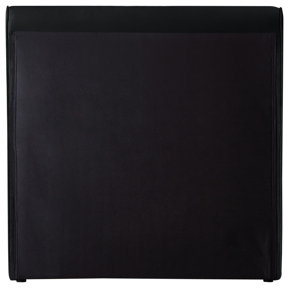 Sloan Black Velvet Full Bed, Black, Twin