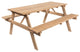 Eucalyptus Wood Outdoor Dining Set with Table, Umbrella Hole and Benches, Light Teak