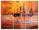 "Boats and Ocean in Red" Metal Wall Art, 3 Panels, 36"x28"