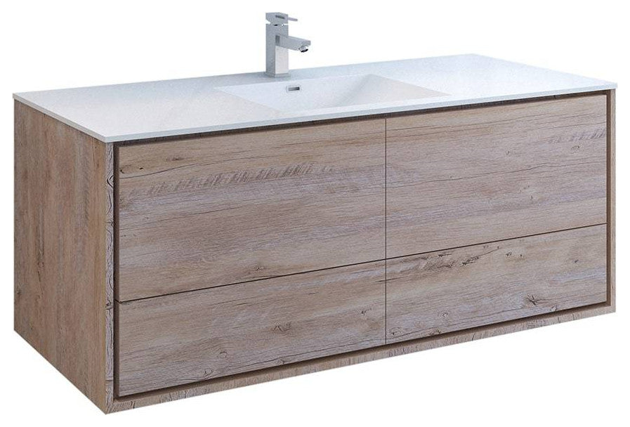Fresca FCB9260RNW-S-I Catania 60" Rustic Natural Wood Cabinet With 1-Sink