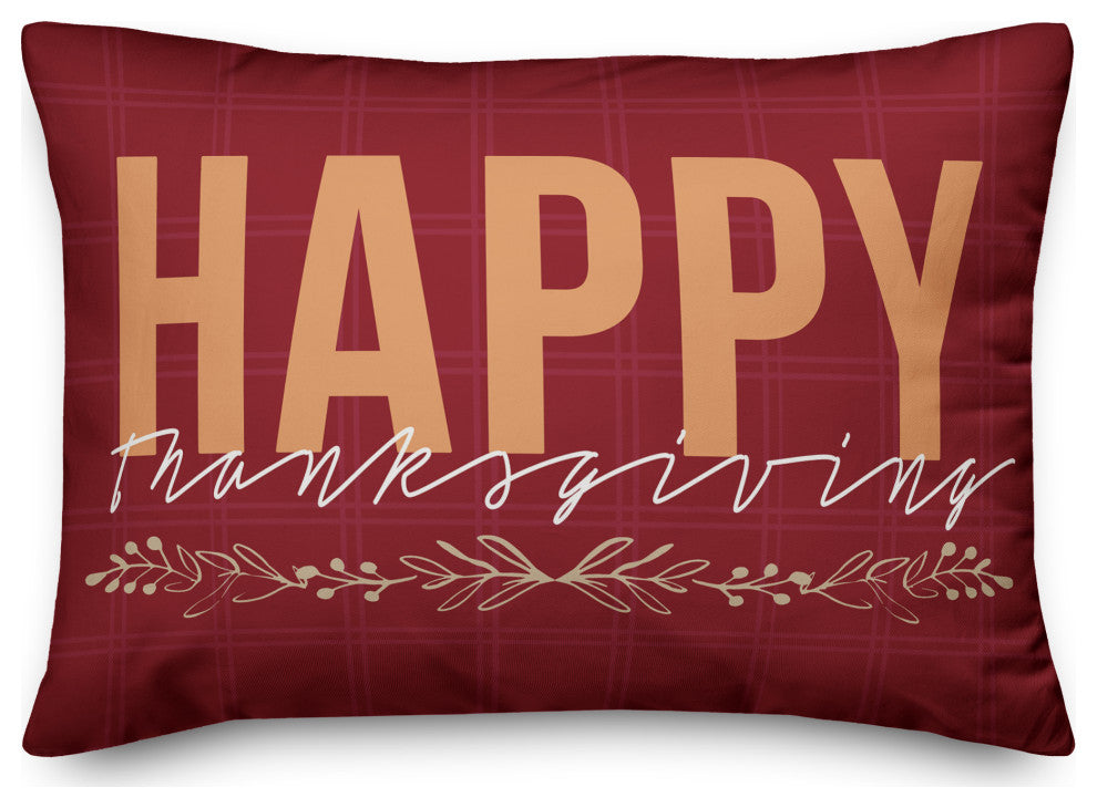 Happy Thanksgiving Red 4 14"x20" Spun Poly Pillow