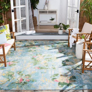 Safavieh Barbados Collection Indoor-Outdoor, BAR522 Rug, Light Blue/Green, 8'x10'5"