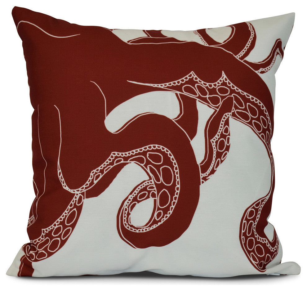 Gus, Animal Print Pillow, Red, 18"x18"