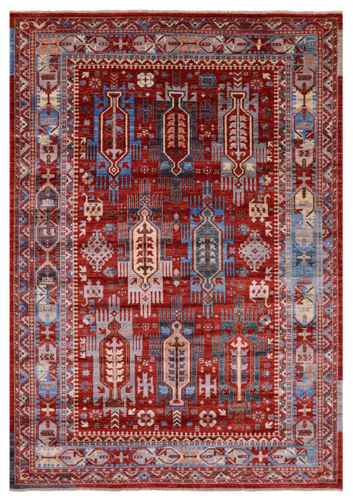 7' 0" X 10' 2" Tribal Fine Serapi Hand-Knotted Wool Rug - Q12206