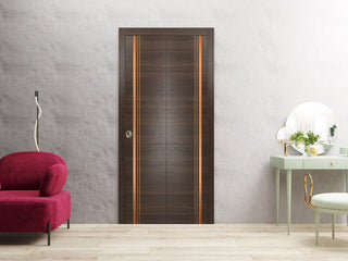 Bi-fold Doors 36 x 84 | Planum 1010 Chocolate Ash with  | Sturdy Tracks