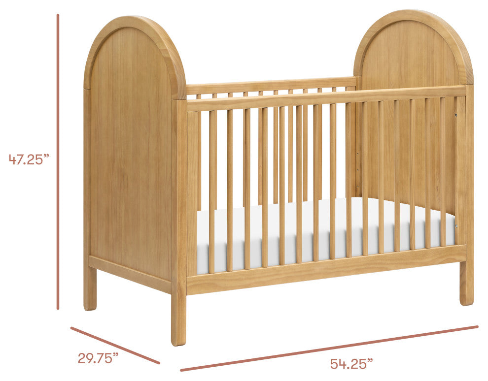 Bondi Cane 3-in-1 Convertible Crib with Toddler Bed Conversion Kit, Honey, Wood