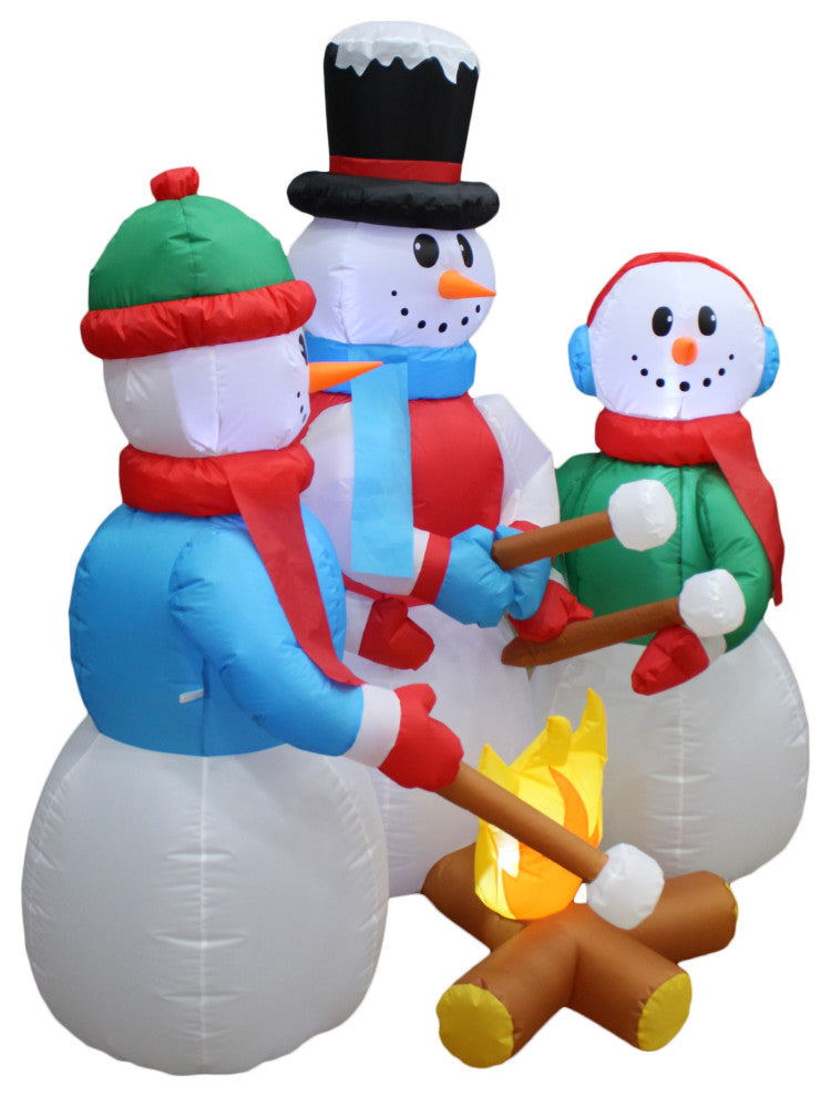 5' Tall Christmas Inflatable Snowmen Campfire Roasting Marshmallows