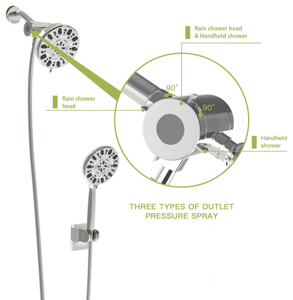 Multi Function Dual Shower Head Shower System With 4.7" Rain Showerhead