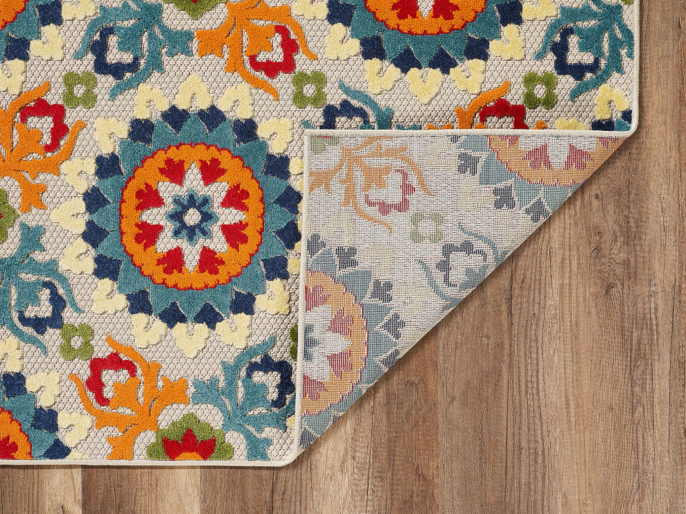 KAS Calla 6931 Ivory/Multi Manor Area Rug, 5'3"x7'