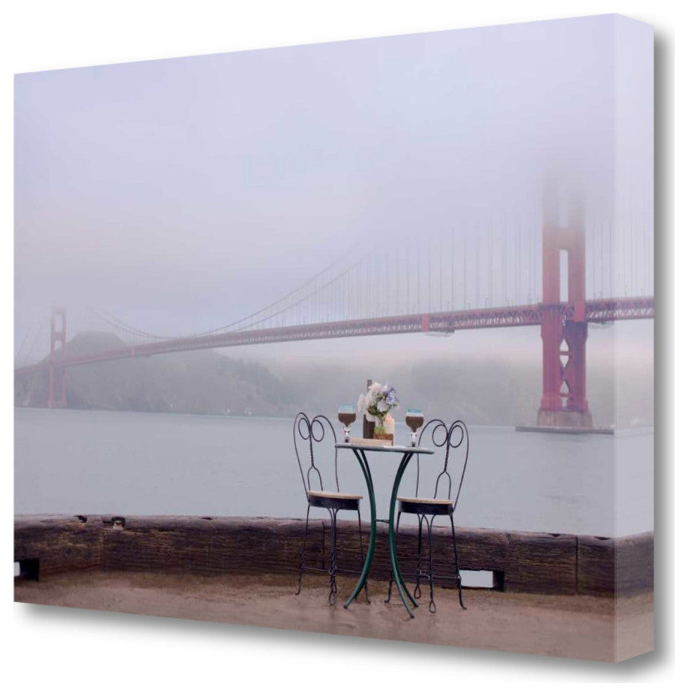 Overcast Bistro Caf" Golden Gate Bridge 2 Giclee Wrap Canvas Wall Art