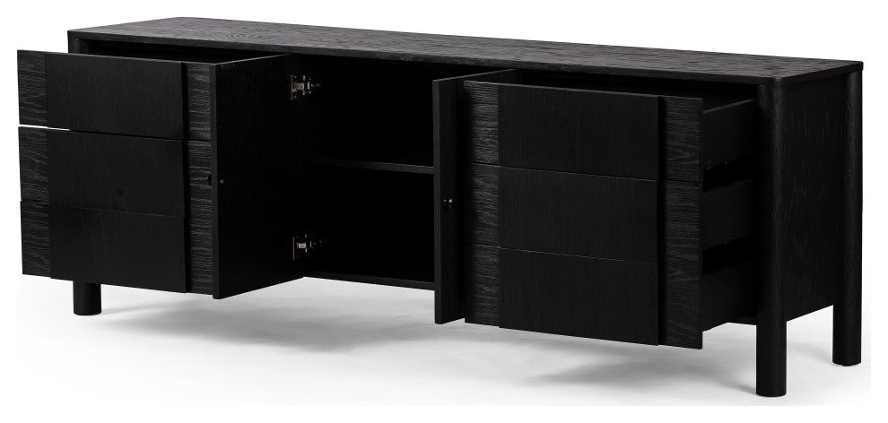 Pollard Media Console-Brushed Ebony Oak