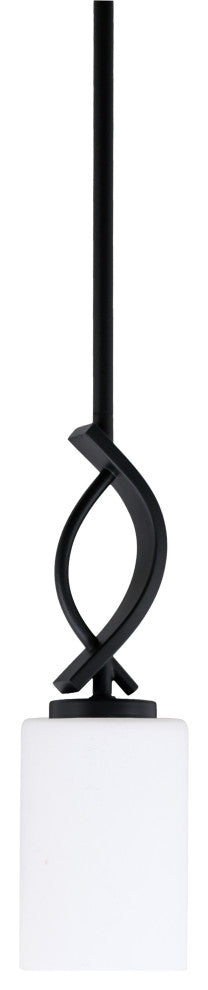 Cavella 1 Light Stem Mini Pendant, Matte Black Finish, 4" White Muslin Glass