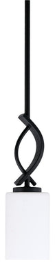 Cavella 1 Light Stem Mini Pendant, Matte Black Finish, 4" White Muslin Glass