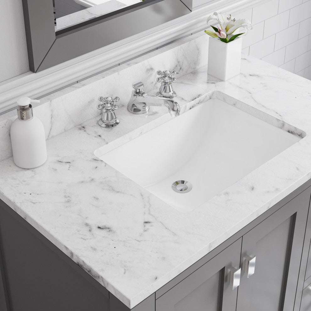 36" Wide Cashmere Gray Single Sink Bathroom Vanity, Faucet Included