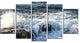 "Waves Breaking on Stony Beach" Seascape Wall Art, 5 Panels, 60"x32"