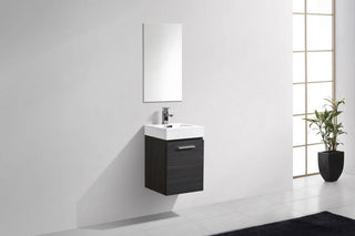 Bliss 16" Wall Mount Bathroom Vanity, High Gloss Gray Oak