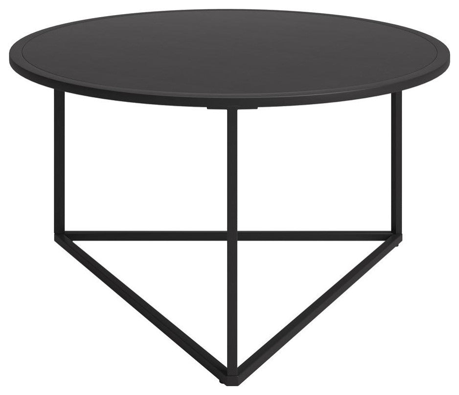 Jenson 33'' Wide Round Coffee Table with Metal Top in Blackened Bronze