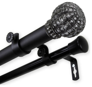 Velia 1" Double Curtain Rod, Black, 28-48"
