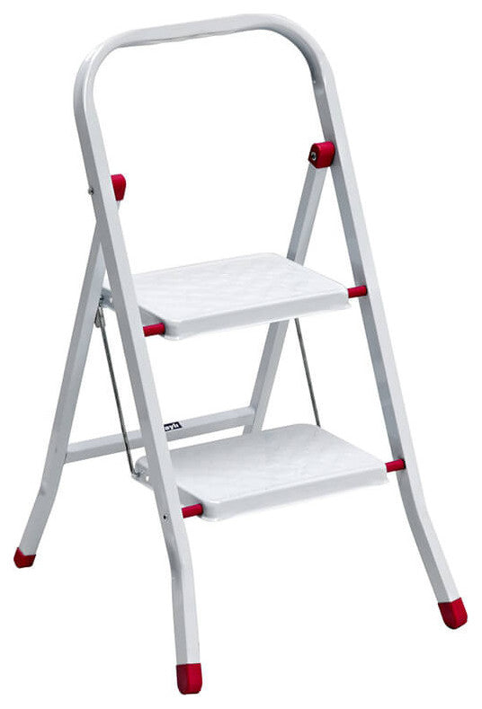 Folding Lightweight Step Ladder with Rail, Convenient Handgrip, 2 Step