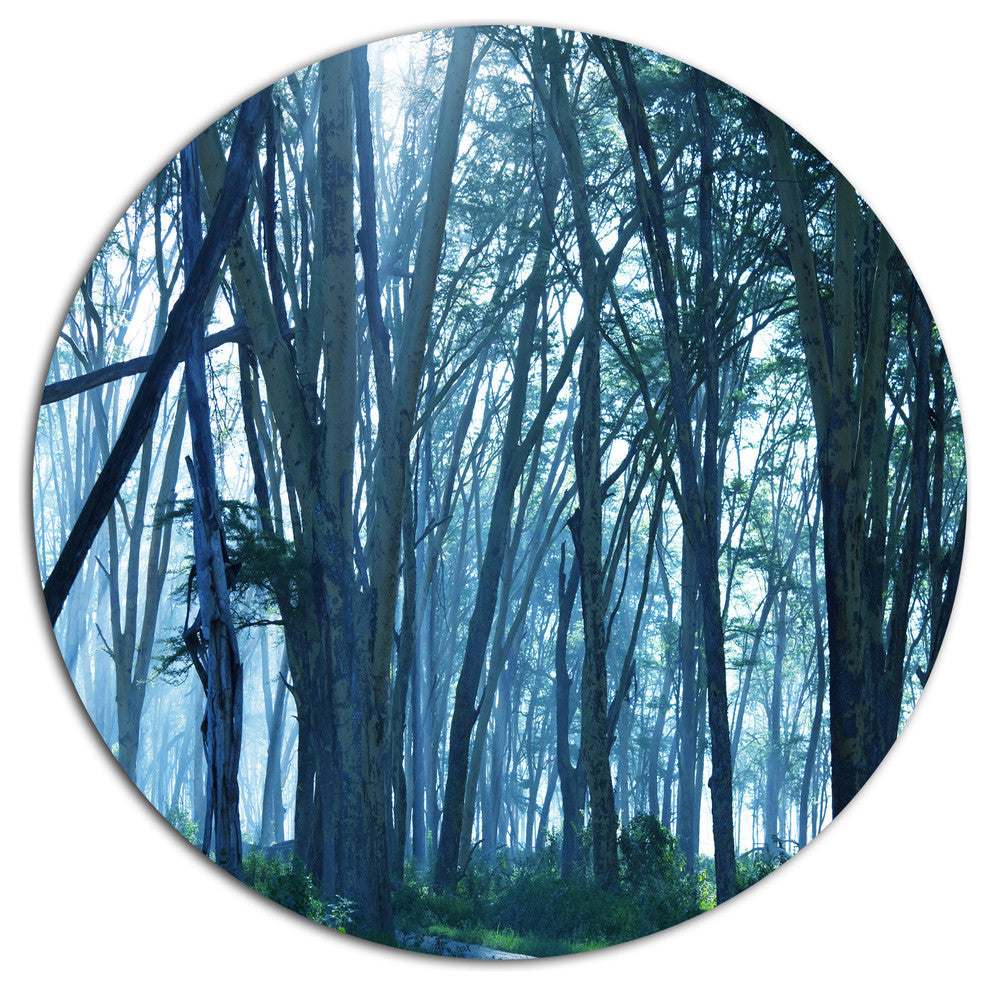 Dense Rain Forest On Foggy Day, Landscape Round Wall Art, 23"