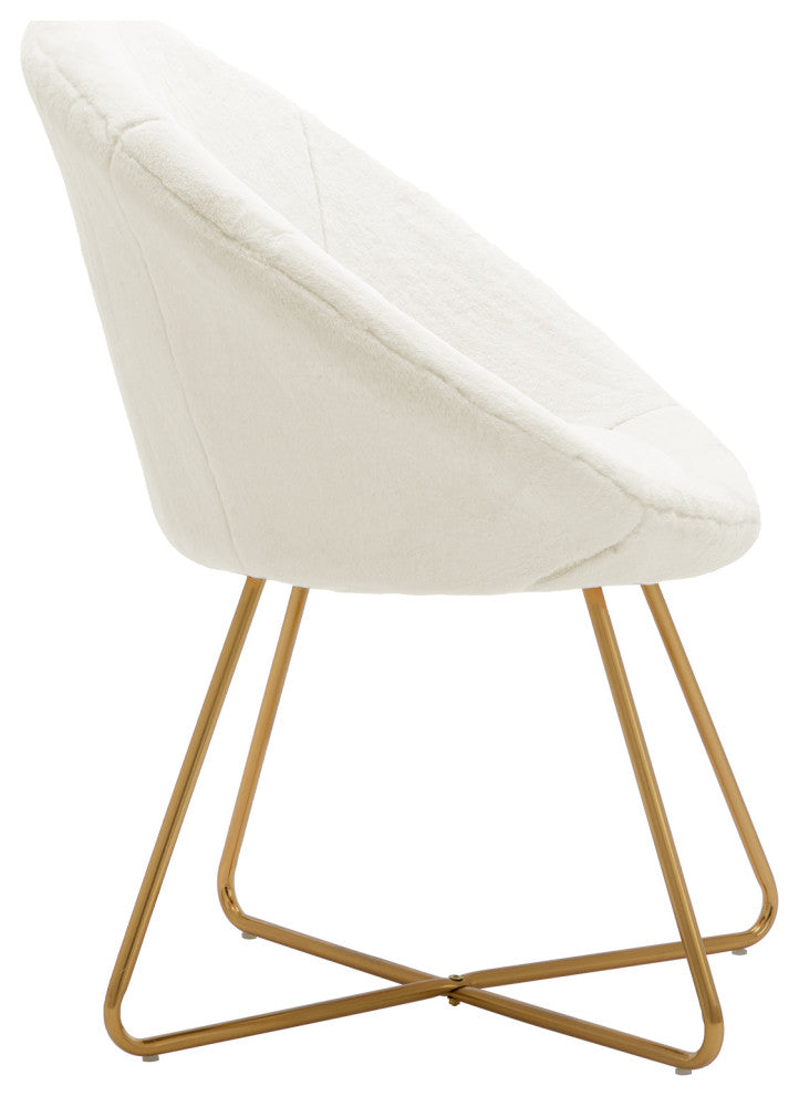 Fuzzy Faux Fur Papasan Accent Chair, White