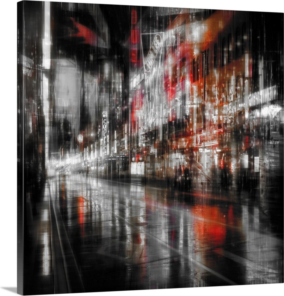 "City At Night V" Wrapped Canvas Art Print, 35"x35"x1.5"