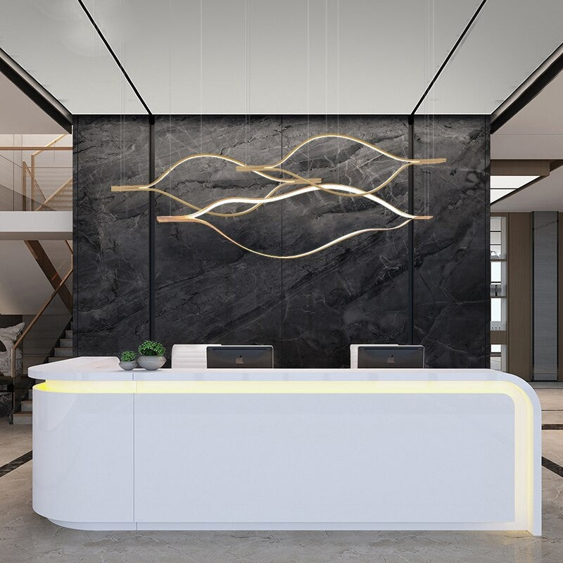Kussnacht | Creative Gold Wave Chandelier for Dining Room, 71"