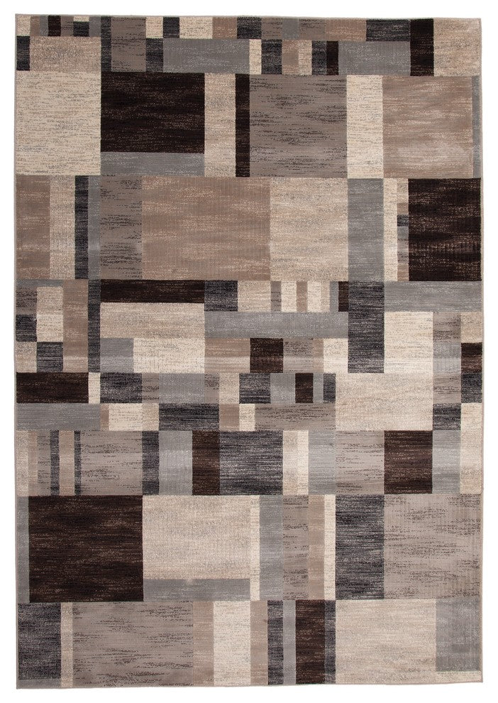 Rectangle Abacasa Sonoma Kelso Area Rug, Charcoal/Ivory/Gray, 63"x90"
