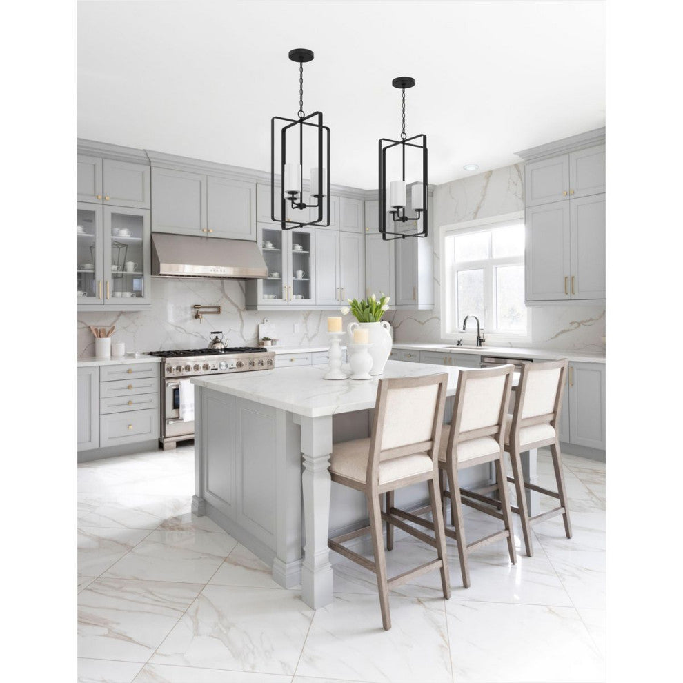 League Collection 3-Light Modern Farmhouse Foyer Chandelier, Brushed Nickel
