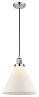 X-Large Cone 1-Light LED Pendant, Polished Nickel, Glass: Matte White Cased