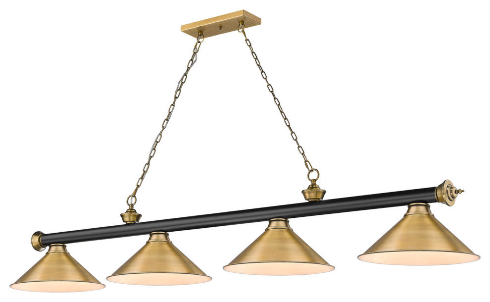 Zlite 2306-4MB-RB-RB15 4-Light Billiard, Rubbed Brass