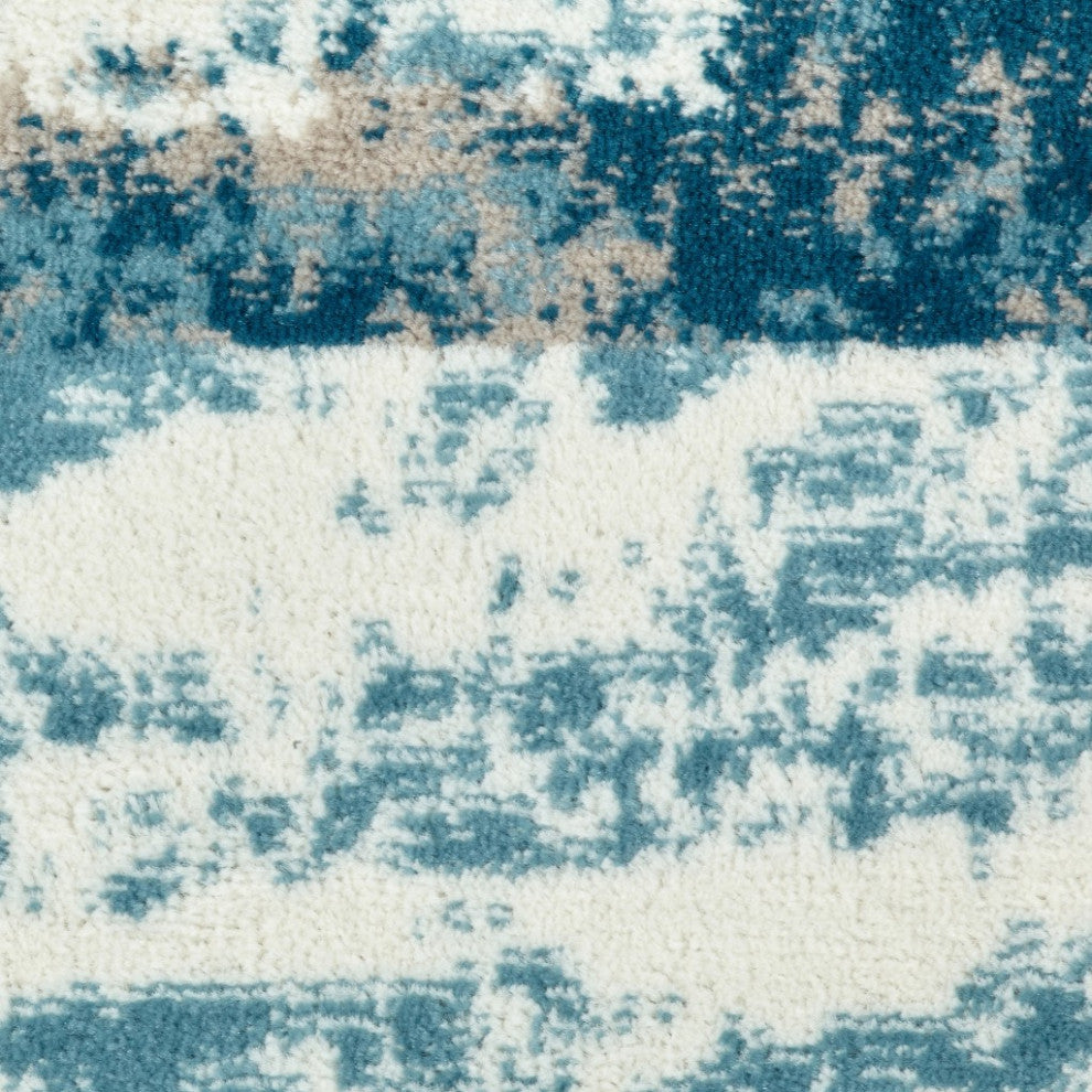 8" x 10" Beige and Blue Scenic Area Rug