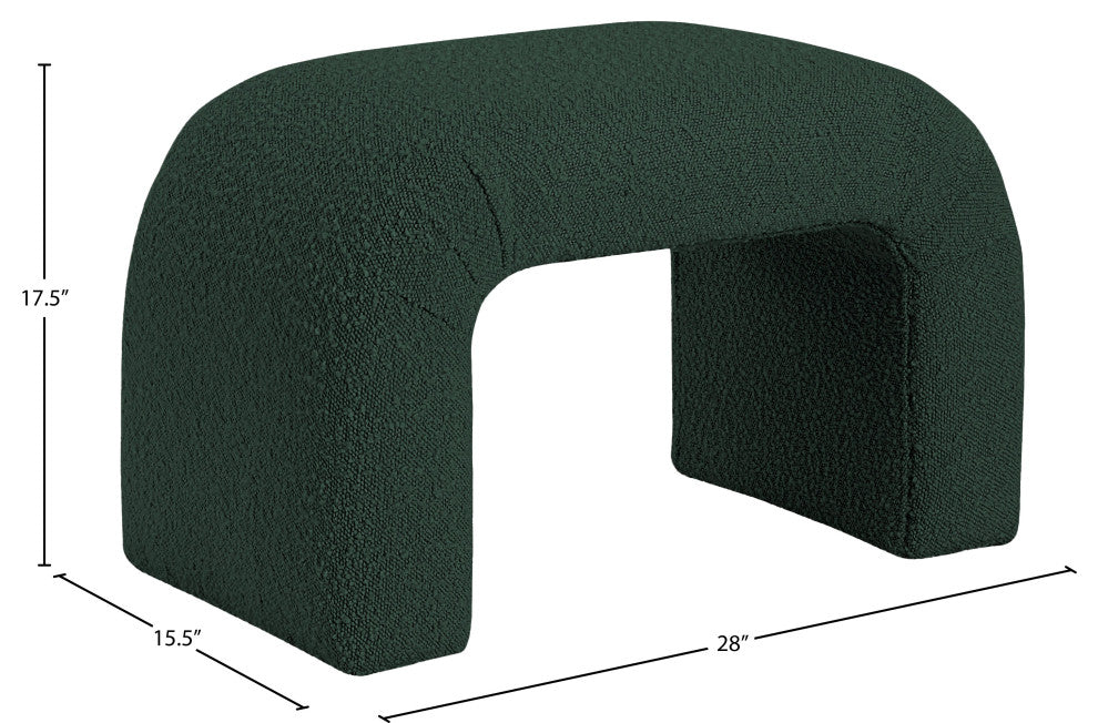 Niagara Boucle Fabric Upholstered Bench, Green, 28" Wide