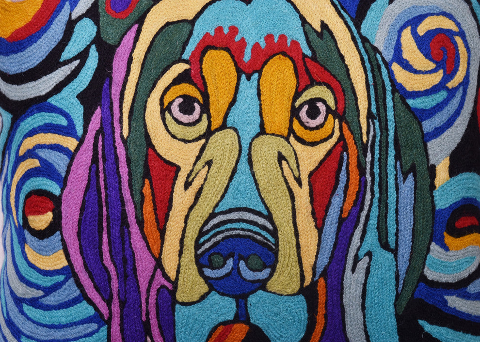 Picasso Dog Pillow Cover Starry Night Dog Pillowcase Hand Embroidered 18x18