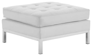 Loft Tufted Upholstered Faux Leather Ottoman