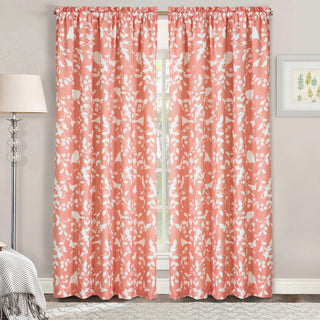 Birdsong Curtains, Coral, Set of 2