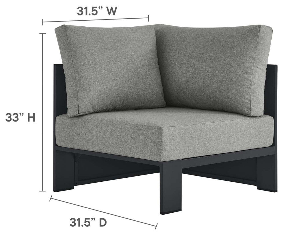 Tahoe Outdoor Patio Powder-Coated Aluminum 3-Piece Sectional Sofa Set - Gray Gra