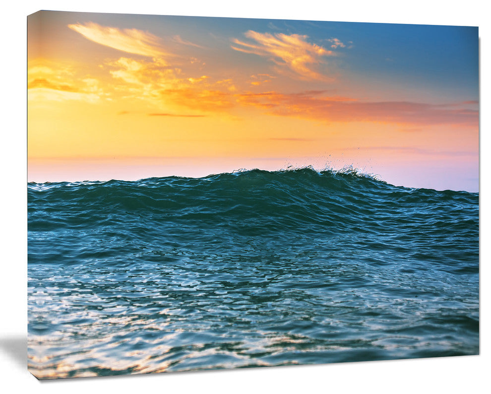 Sunrise Light Shine on Sea Water, Large Beach Canvas Wall Art, 20"x12"