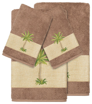 Colton 4-Piece Embellished Towel Set, Latte