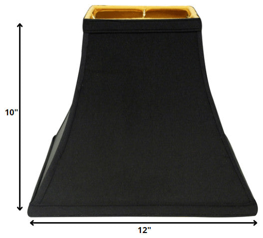 12" Black With Gold Lining Square Bell Shantung Lampshade